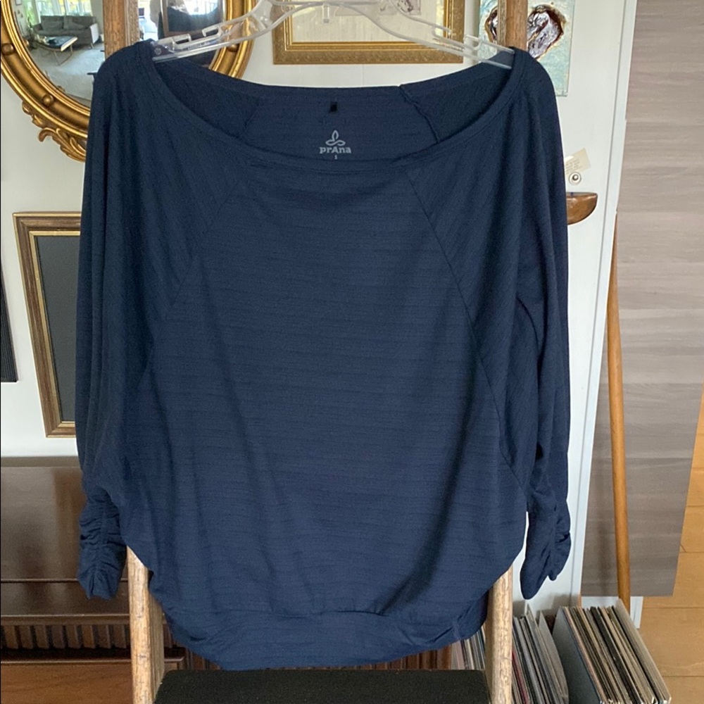 Prana Blue Relaxed 3/4 Sleeve Batwing Top